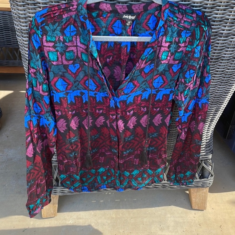 Lucky Brand Sheer Long Sleeve Blouse